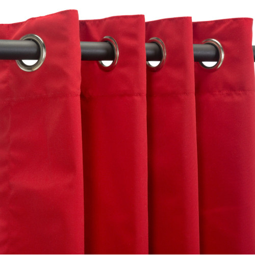 Sunbrella Outdoor Curtain with Nickel Grommets - Canvas Jockey Red