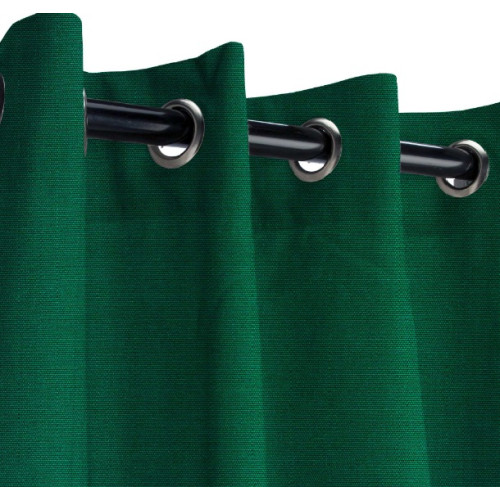 Sunbrella Outdoor Curtain with Nickel Grommets - Forest Green