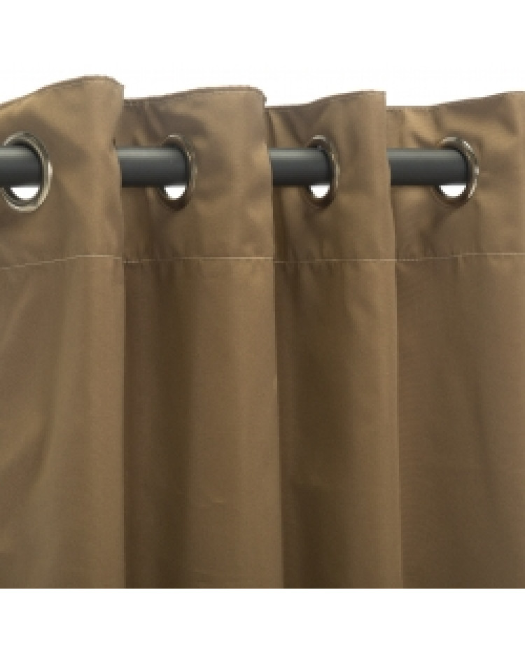 Sunbrella Outdoor Curtain with Stainless Steel Grommets - Canvas Cocoa