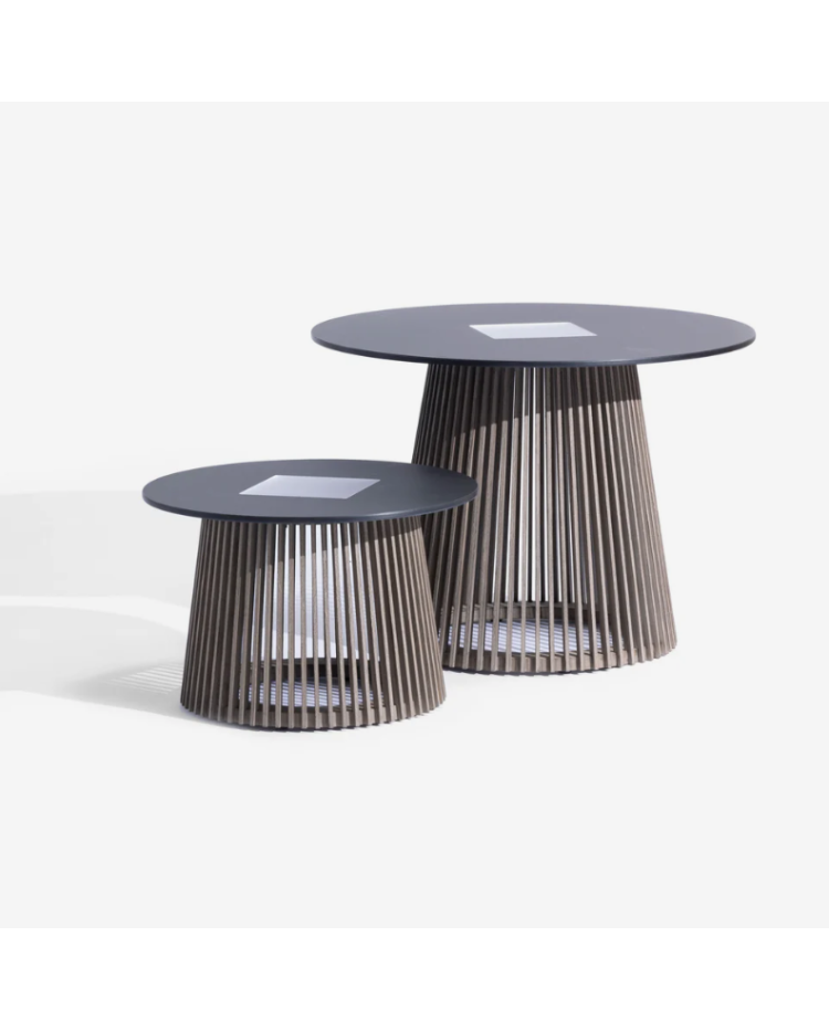 HALO Glow Table Solar Outdoor Light - WEATHERED TEAK with Slare Grey top