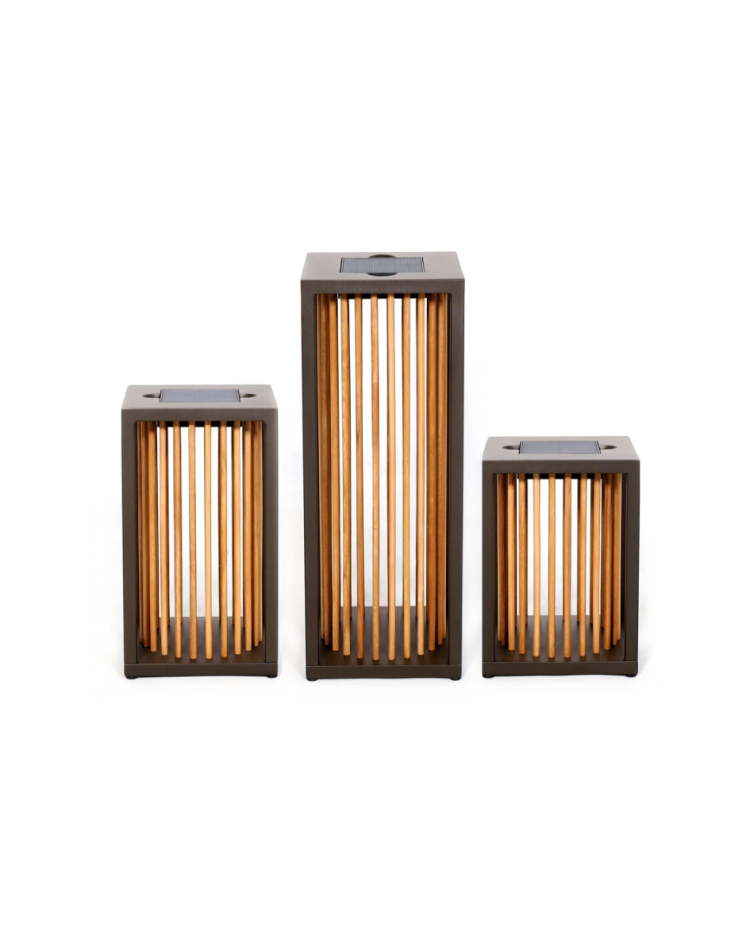 INKA Solar Outdoor Light - Bronze aluminum with teak INKA Solar Outdoor Light - Bronze aluminum with teak