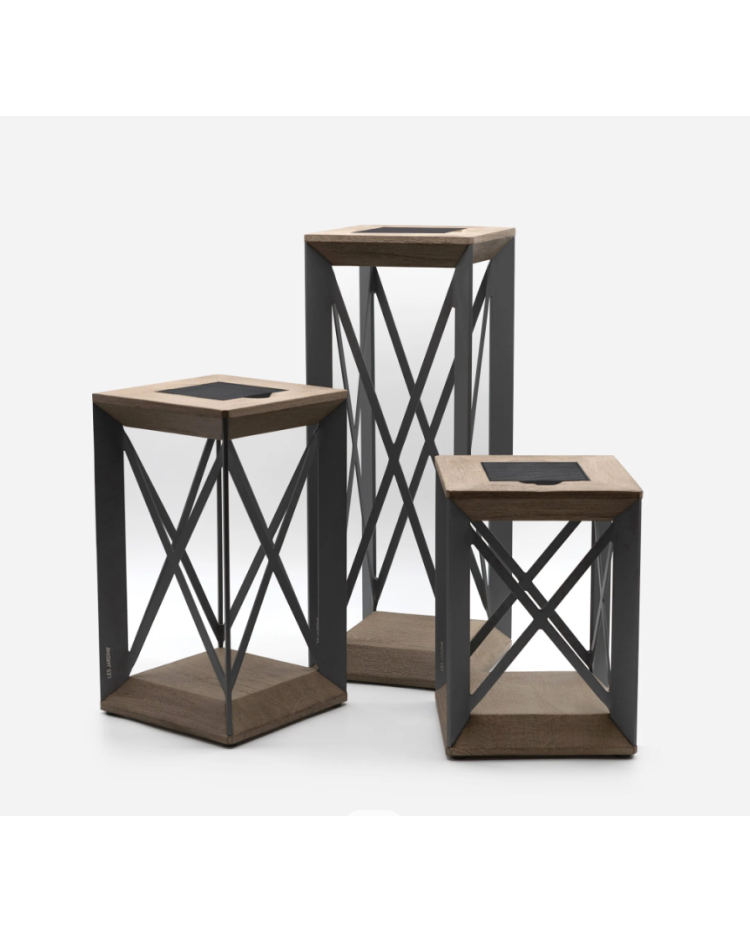 Soho Solar Outdoor Light - Bronze aluminum with Weathered TEAK 