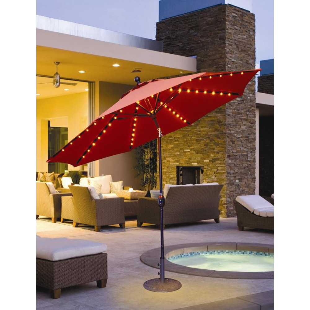 Evening Party Umbrellas - LED Lighted Galtech 9 FT Auto Tilt Patio