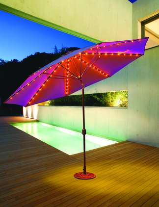 FLAME&SHADE 11 ft Outdoor Patio and Table Umbrella with Solar LED Lights and Tilt